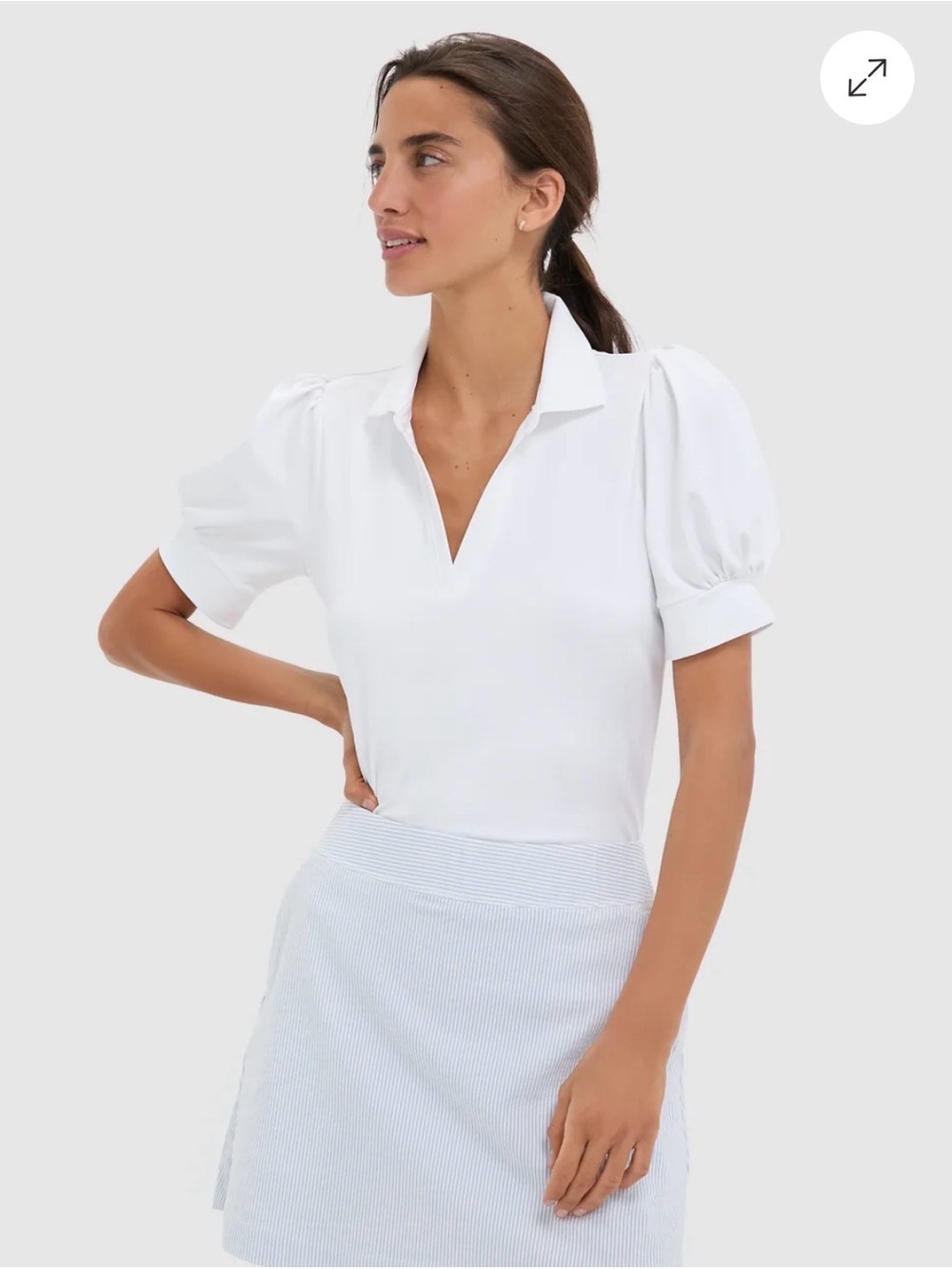 TUCKERNUCK Pomander Place White Livia Puff Sleeve Top size XS